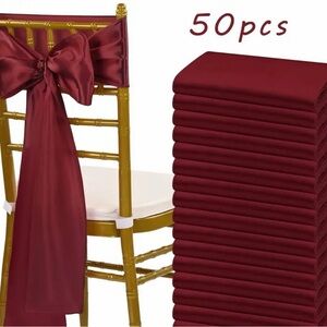 Burgundy Chair Sashes - 50 Pack